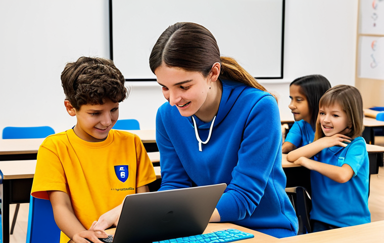 **

"A bright and engaging coding workshop for children in Italy, filled with colorful laptops and enthusiastic young learners, fully clothed, appropriate attire, safe for work, family-friendly atmosphere, perfect anatomy, natural proportions, well-lit classroom, friendly instructor, focus on teamwork and problem-solving, modern learning environment."

**