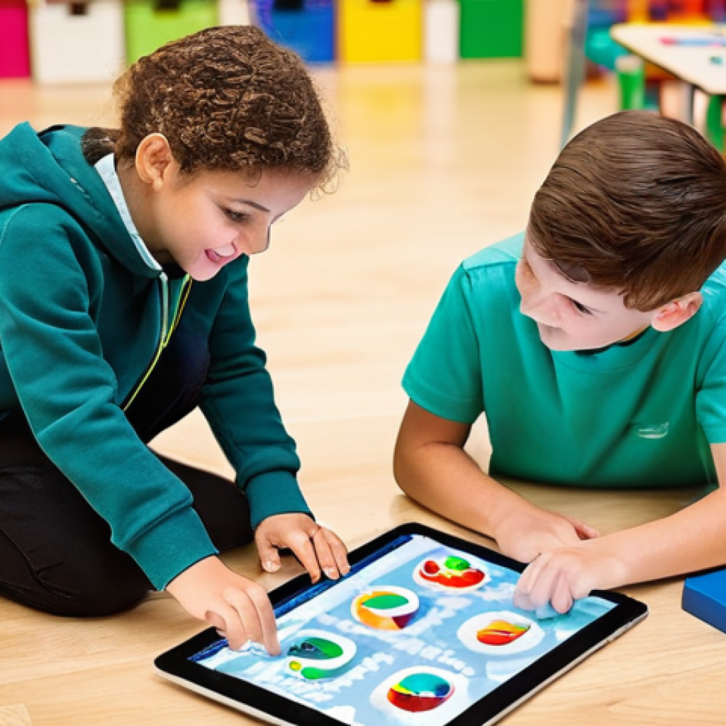 코딩교육지도사와 미래 사회에서의 역할 - **Prompt:** A vibrant and modern classroom in Italy, filled with diverse European children aged 8-12...