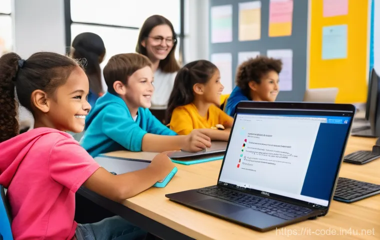 코딩교육지도사와 코딩캠프 운영 사례 - **Enthusiastic Coding Instructor with Engaged Students**
A vibrant, medium-shot photograph of a ...