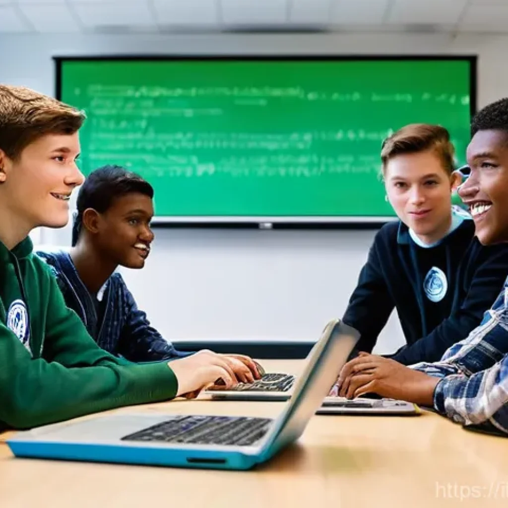 코딩교육지도사와 학습 평가 사례 - **Prompt 1: The Inspiring Coding Mentor**
"A vibrant, brightly lit modern coding classroom fille...
