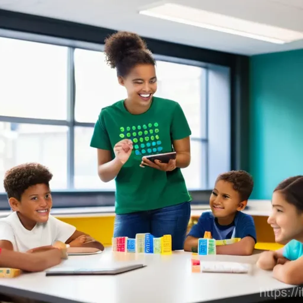 코딩교육지도사와 진로 설계 사례 - **"Inspiring Future Coders"**
    A vibrant and dynamic classroom scene with a diverse group of stud...