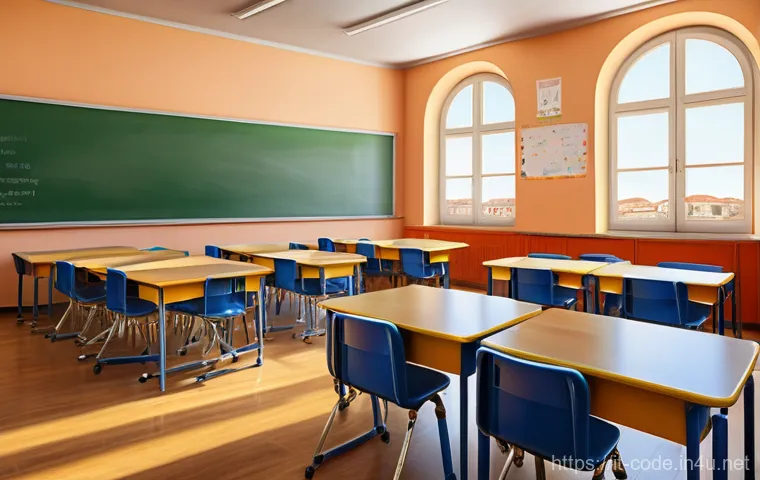 코딩교육지도사와 직무 경험 공유 - A vibrant and sunlit modern Italian classroom filled with diverse children aged 6-