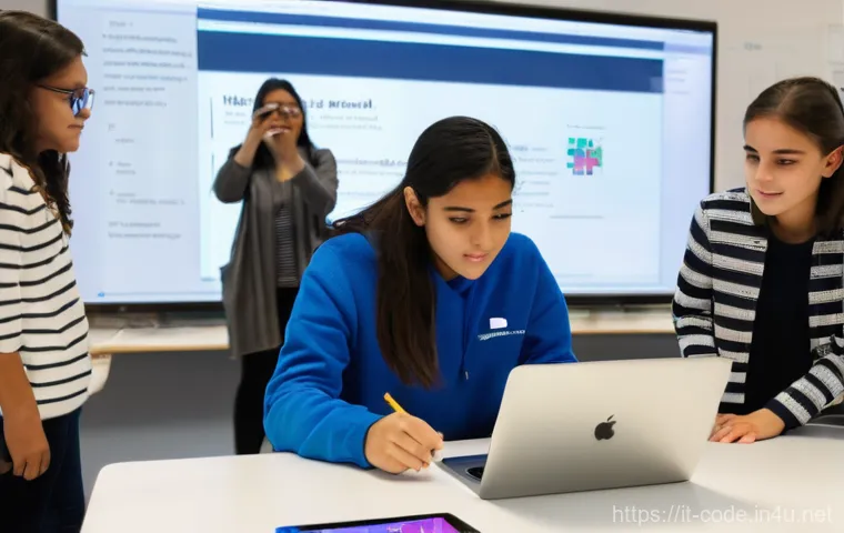 코딩교육지도사와 직무 경험 공유 - A vibrant and sunlit modern Italian classroom filled with diverse children aged 6-