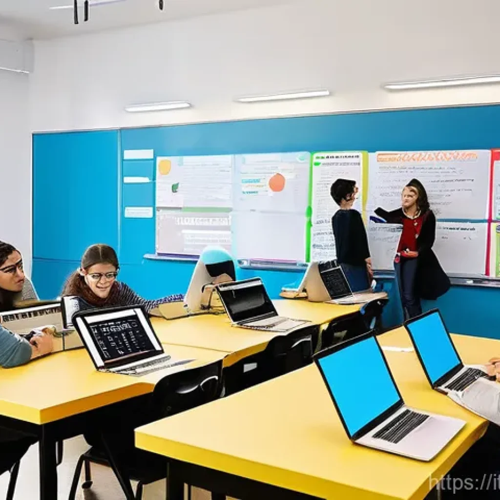 코딩교육지도사로서 학생들과의 소통법 - **A Vibrant and Inclusive Italian Coding Classroom.**
A bright, modern classroom in Italy, fille...