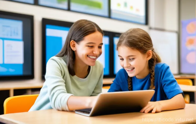 코딩교육지도사 관련 자격증 비교 - **Prompt 1: Joyful Block Coding in a Bright Classroom**
"A brightly lit, modern classroom filled...
