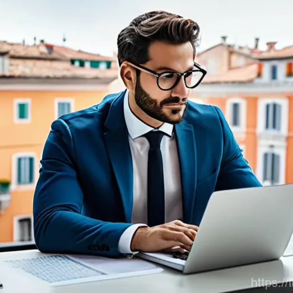 코딩교육지도사 경력 관리 전략 - **Prompt:** A vibrant, dynamic image of a focused Italian coding instructor, male, in his early 30s,...