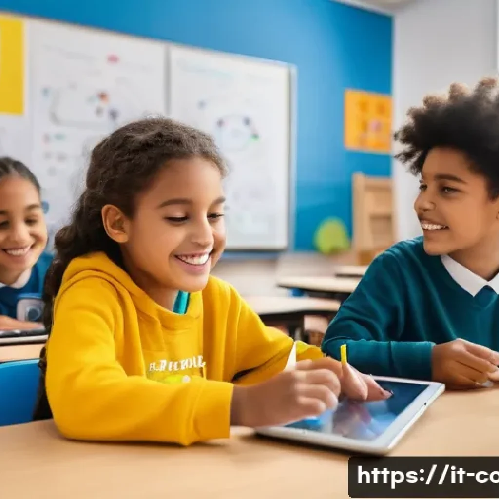 코딩교육지도사 업무의 최신 트렌드 - A vibrant classroom scene in an Italian primary school featuring diverse children aged around 8-10 y...
