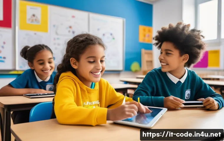 코딩교육지도사 업무의 최신 트렌드 - A vibrant classroom scene in an Italian primary school featuring diverse children aged around 8-10 y...