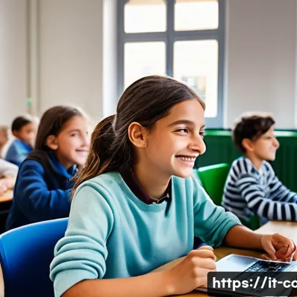 코딩교육지도사와 교육 과정 개발 프로젝트 - A bright and colorful classroom scene in Italy designed as a creative coding lab, with enthusiastic ...