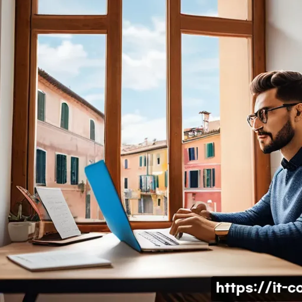 코딩교육지도사 자격증 시험 관련 FAQ - A focused Italian coding instructor candidate preparing for a certification exam, sitting at a moder...