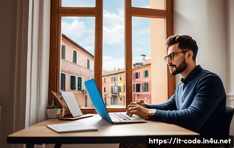 코딩교육지도사 자격증 시험 관련 FAQ - A focused Italian coding instructor candidate preparing for a certification exam, sitting at a moder...