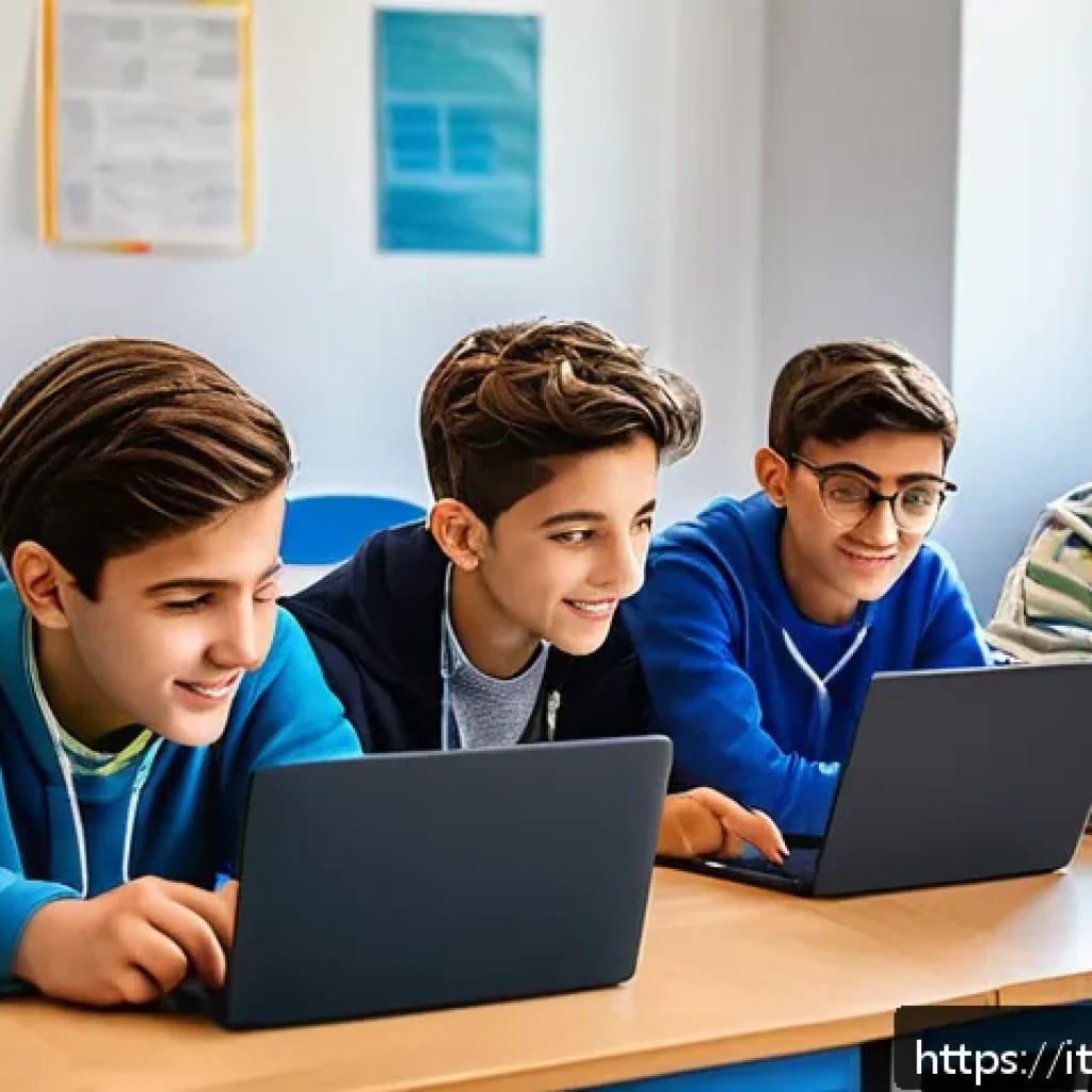코딩교육지도사 교육 효과를 높이는 방법 - A modern classroom setting in Italy with diverse teenage students actively engaged in a hands-on cod...