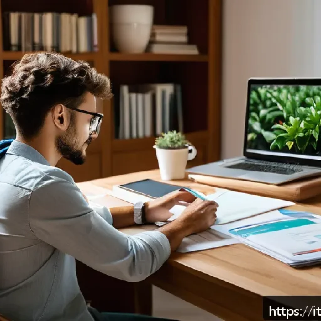 코딩교육지도사 자격증 공부 계획표 - A focused adult Italian student sitting at a modern desk in a cozy home office, surrounded by neatly...
