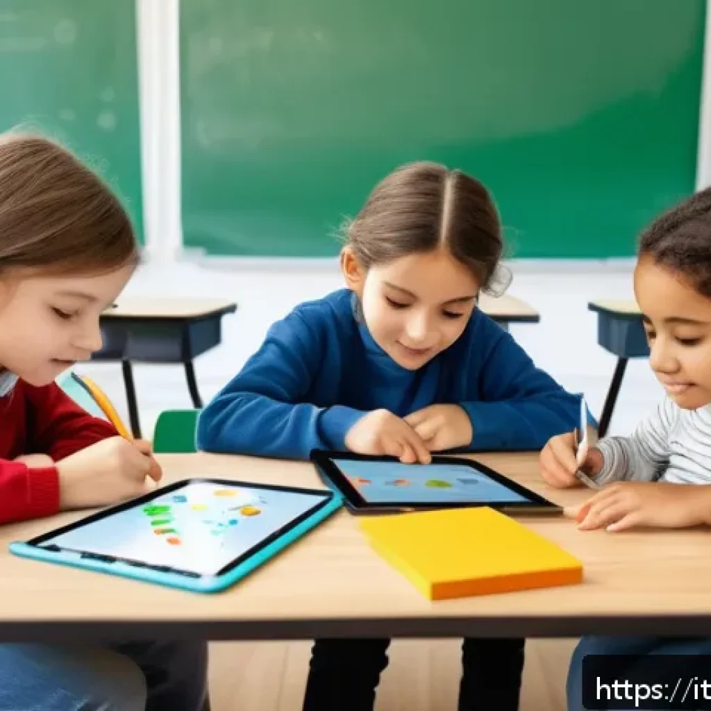 코딩교육지도사와 온라인 스터디 운영 노하우 - A bright and colorful classroom scene in Italy featuring young children aged 6-8 engaged in interact...