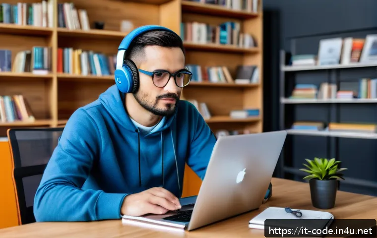 코딩교육지도사와 자격증 시험 문제 예시 - A modern home study setup featuring a focused adult coding instructor preparing for an exam. The sce...