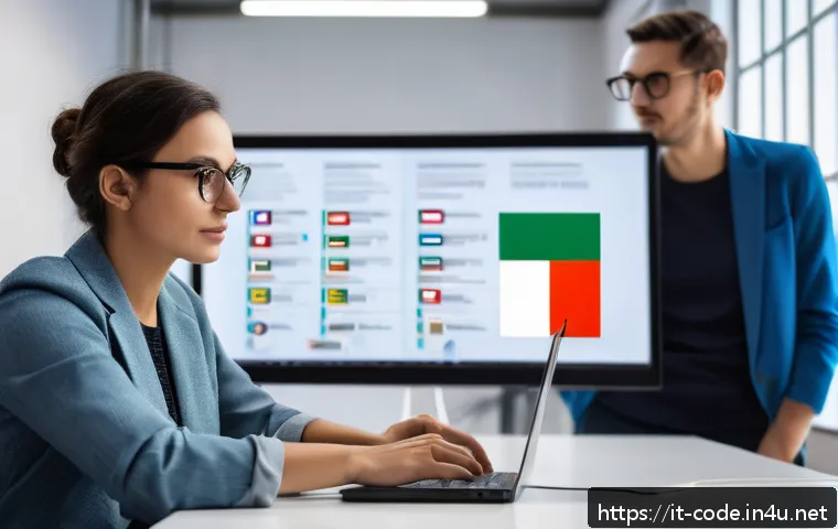 코딩교육지도사와 코딩 강사의 차이점 - A modern digital classroom scene in Italy, featuring a diverse group of adult learners engaged in a ...