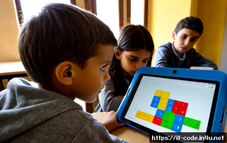 코딩교육지도사로서 교육 효과 측정 방법 - Photorealistic Italian primary school coding classroom in Bologna, a coding education instructor obs...